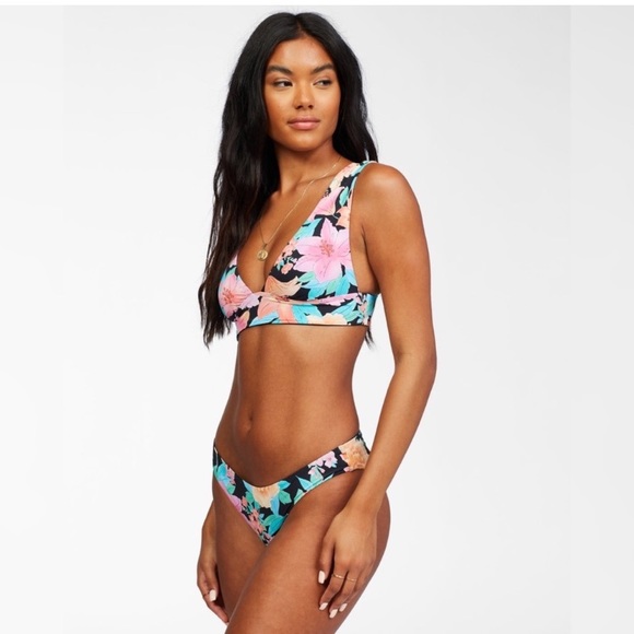Billabong ☀️ Floral Reversible Tropical Plunge Bikini Top - Picture 5 of 16